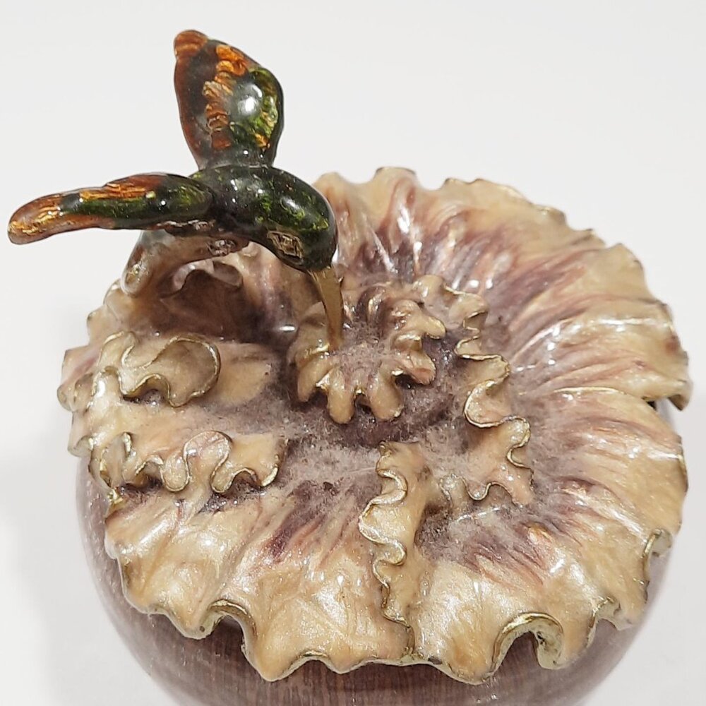 Hummingbird Bejeweled Enameled Trinket Box